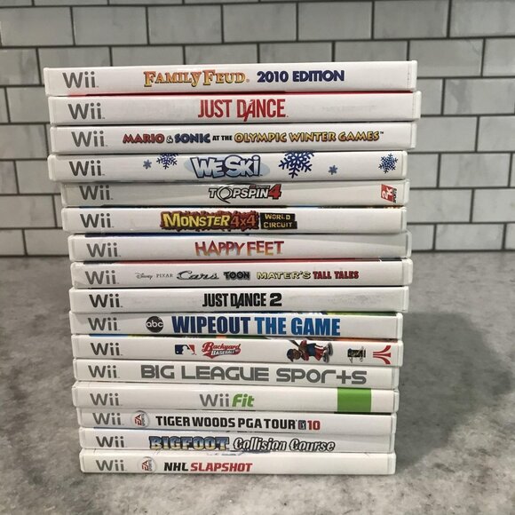 Nintendo Wii Games Lot of 15 Just Dance 1 2 Mario & Sonic We Ski Wipeout TopSpin - Picture 1 of 2